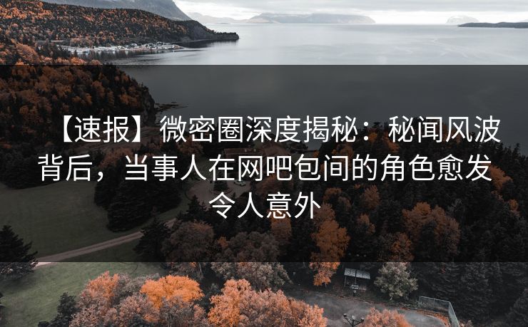 【速报】微密圈深度揭秘：秘闻风波背后，当事人在网吧包间的角色愈发令人意外